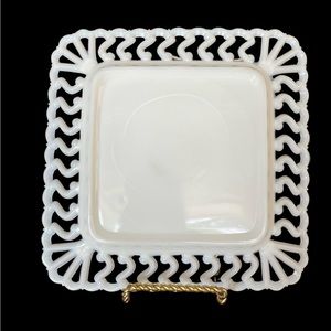 Vintage Westmoreland White Glass Salad Plate 7 3/8” in the Square S Patt…